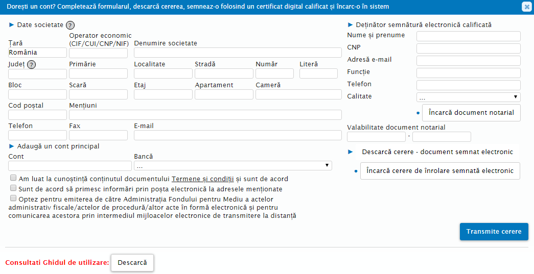 Depunere declarații de mediu online